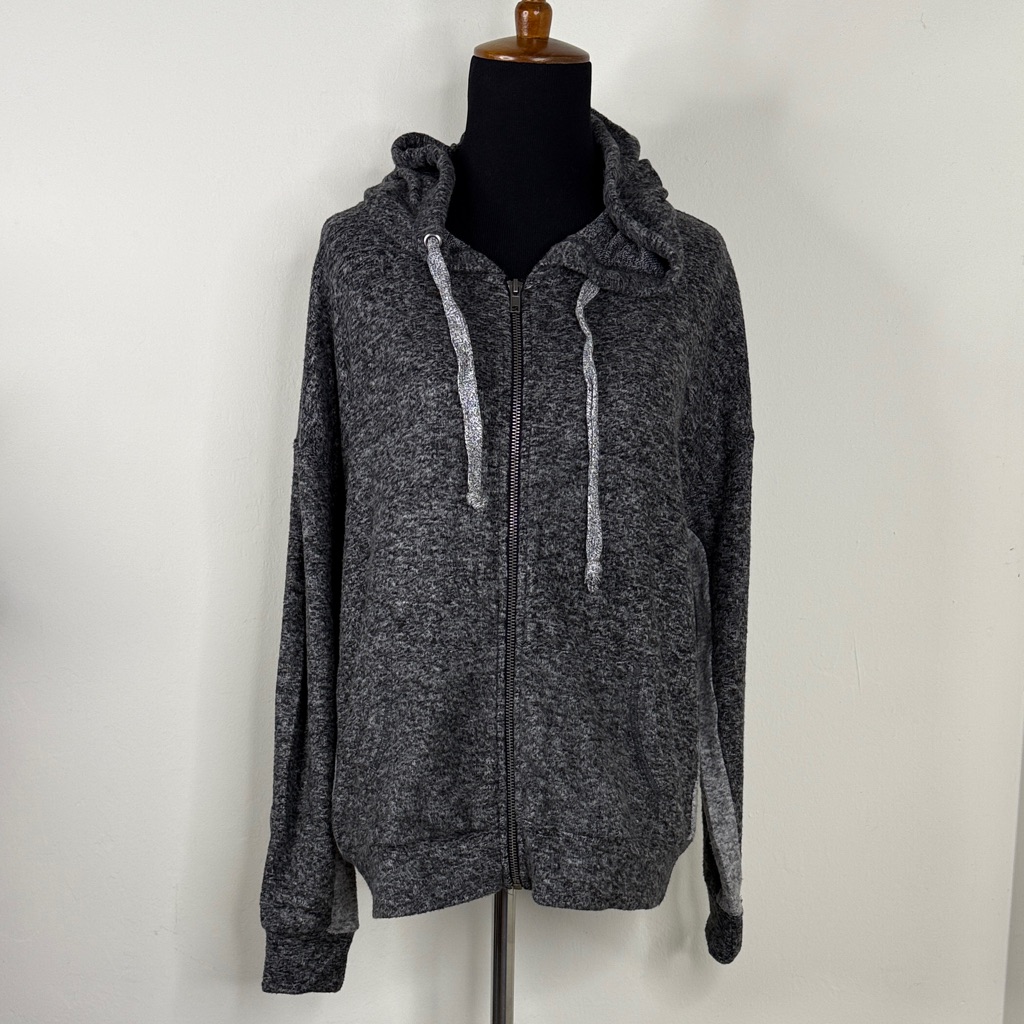 Vintage Havana Gray Zip-Up Hoodie Sweater M